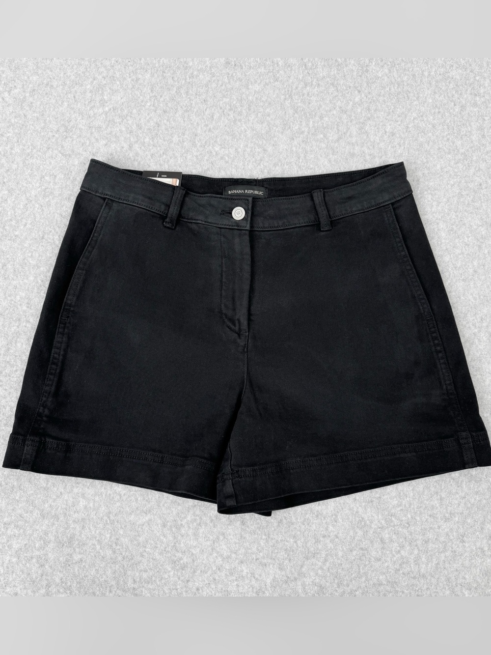 Banana Republic Chino Shorts Womens Size 8 Black Preppy Casual Cotton Blend NEW